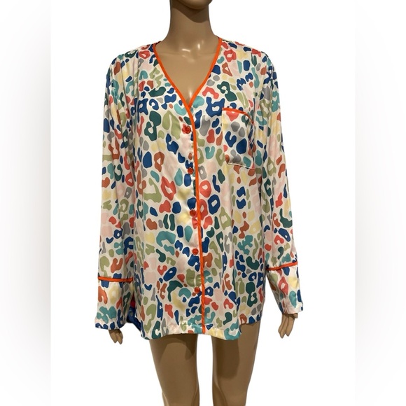 Summersalt The Cloud 9 Silk Pajama top in Rainbow Zebra size L - Picture 2 of 5